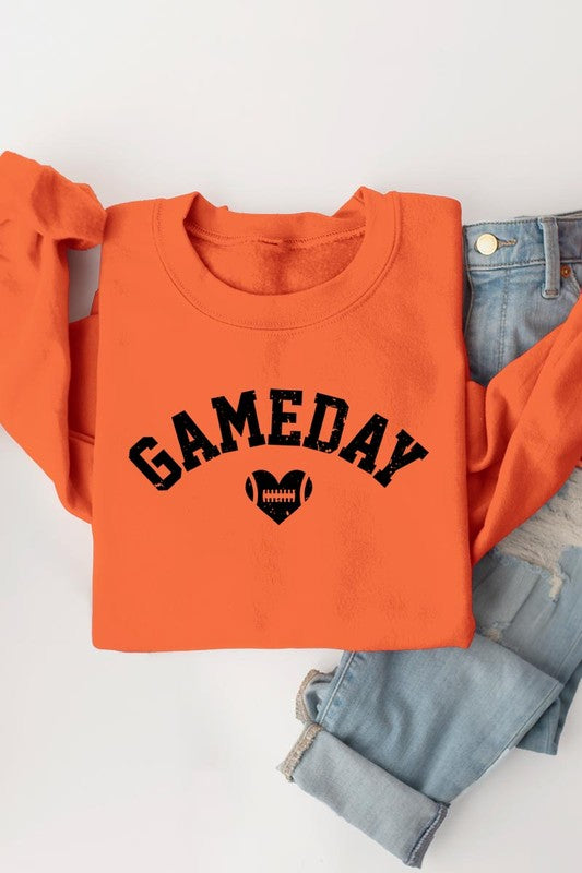 Game Day Football Heart Graphic Sweatshirts