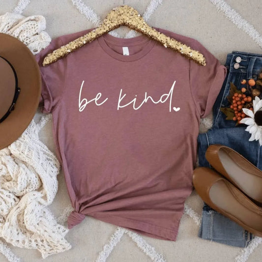 Be Kind Soft Graphic Tee - Mauve